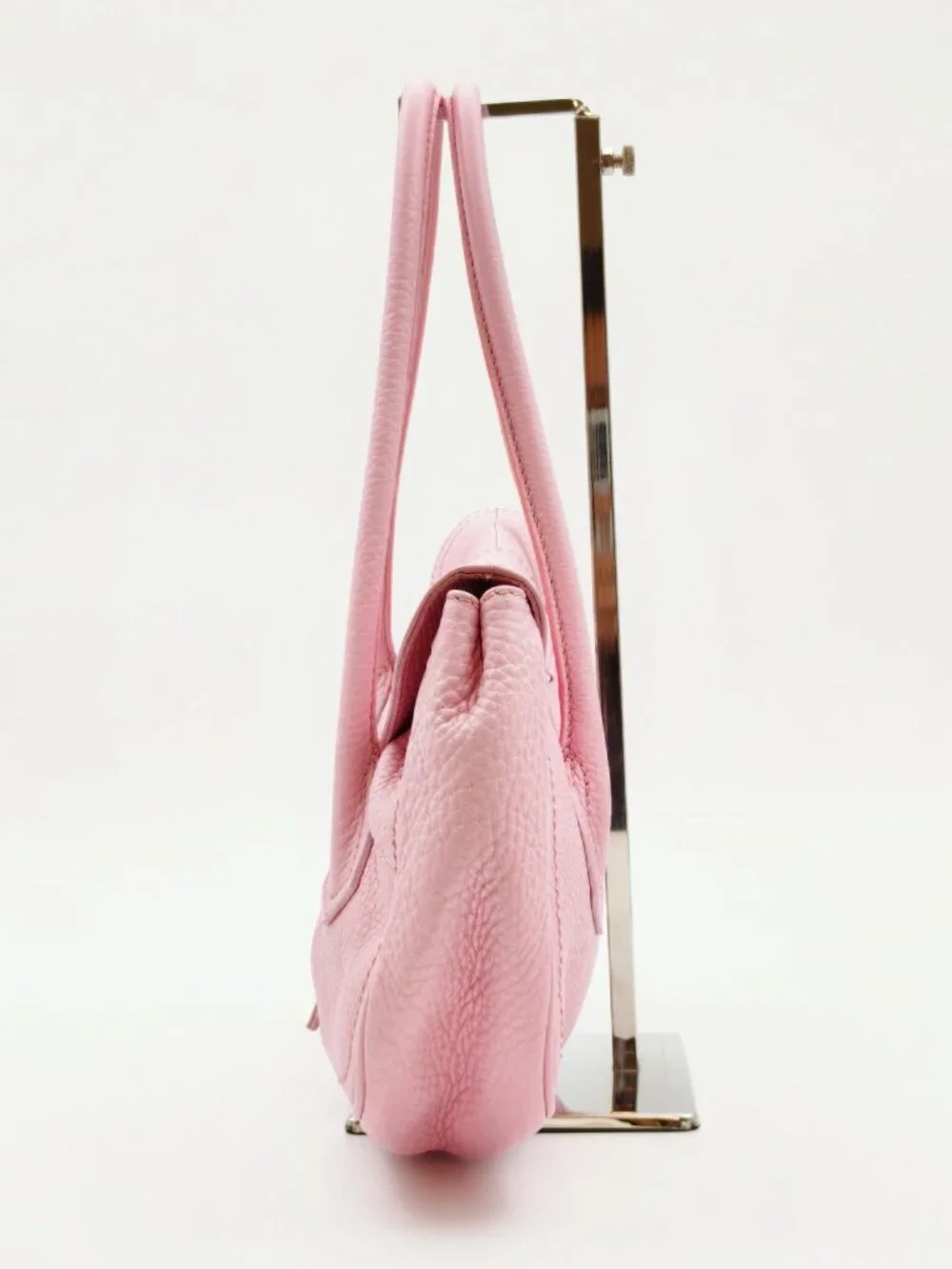 Celine Vintage Pink Leather Shoulder Bag Gold Hardware Buckle Handbag